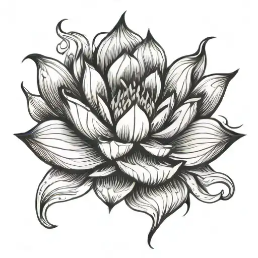 burning lotus flower  tattoo design idea