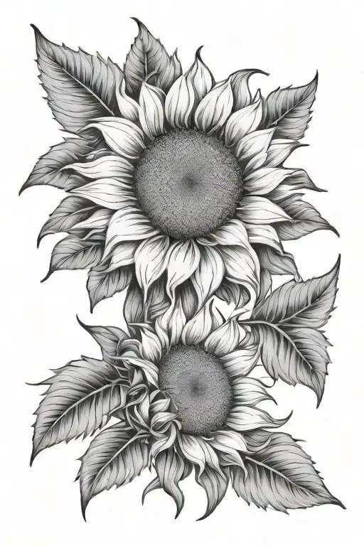 2 sunflowers intertwined grief loss tattoo design idea