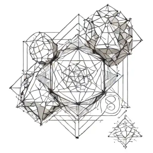 metatrons cube with  platonic solids tattoo design idea