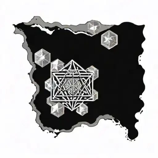 metatrons cube with platonic solids full sleeve tattoo design idea
