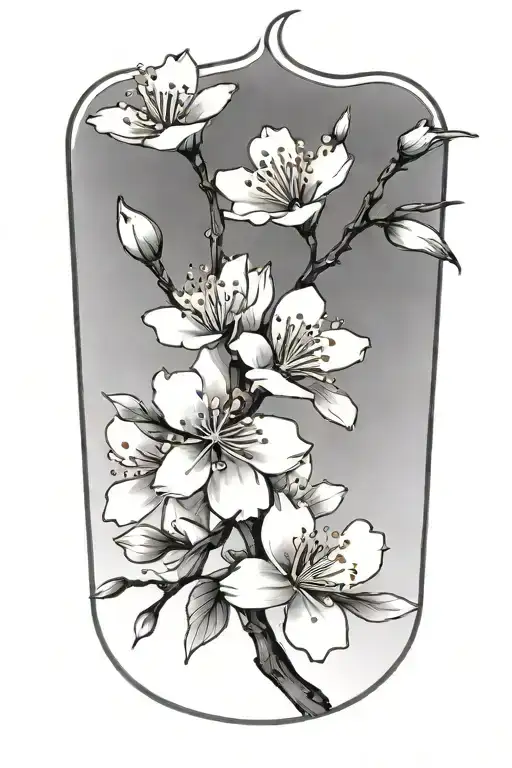 small cherry blossom flowers tattoo design idea