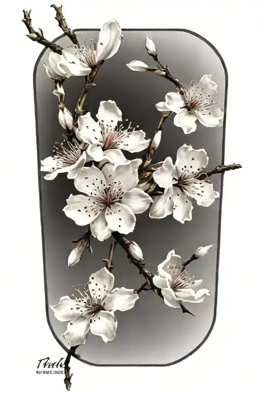 cherry blossom flowers tattoo design idea