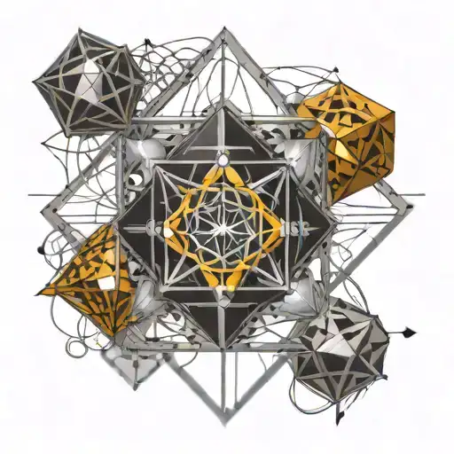 metatrons cube with platonic solids tattoo design idea