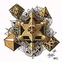 metatrons cube with  platonic solids tattoo design idea