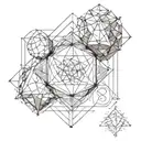 metatrons cube with  platonic solids tattoo design idea