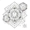 metatrons cube with  platonic solids tattoo design idea