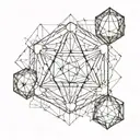 metatrons cube with  platonic solids tattoo design idea