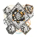 metatrons cube with  platonic solids tattoo design idea