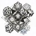 metatrons cube with  platonic solids tattoo design idea