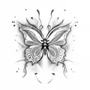 Butterfly with one broken wing tattoo design idea