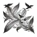 feather and birds flying away tattoo design idea