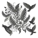 feather and birds flying away tattoo design idea