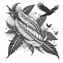 feather and birds flying away tattoo design idea