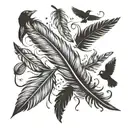 feather and birds flying away tattoo design idea