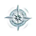 ocean waves with the Three Sisters mountains and a stylized compass tattoo design idea