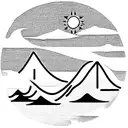 ocean waves with the Three Sisters mountains and a stylized compass tattoo design idea