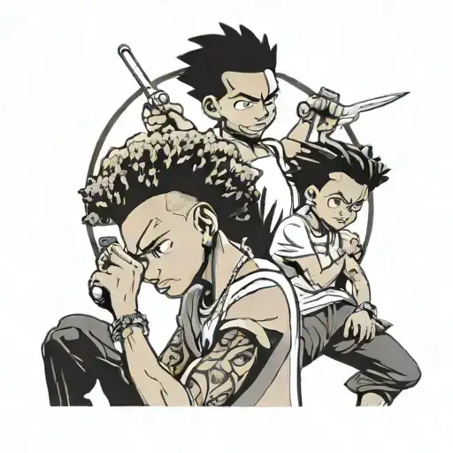 boondocks characters cutting hair   tattoo design idea