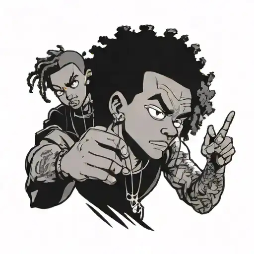 boondocks characters cutting hair   tattoo design idea