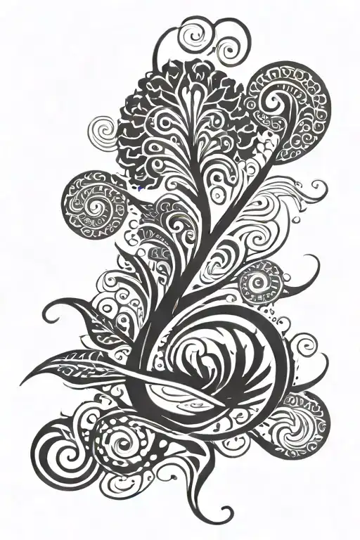 Eleplant and Silver fern reflecting in the water tattoo design idea