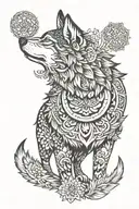 Mandala wolf howling tattoo design idea