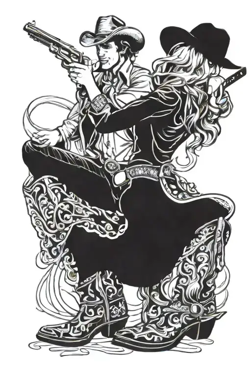 spotify song picture to cowgirls dont cry by brooks and dunn ft reba with cowboy boots, cowboy hat, belt buckle someone  tattoo design idea