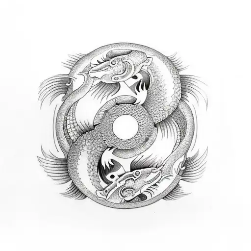 Koi Fish yin yang tattoo design idea