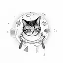 boy + cat + airplane + Uranus tattoo design idea