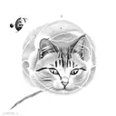 boy + cat + airplane + Uranus tattoo design idea