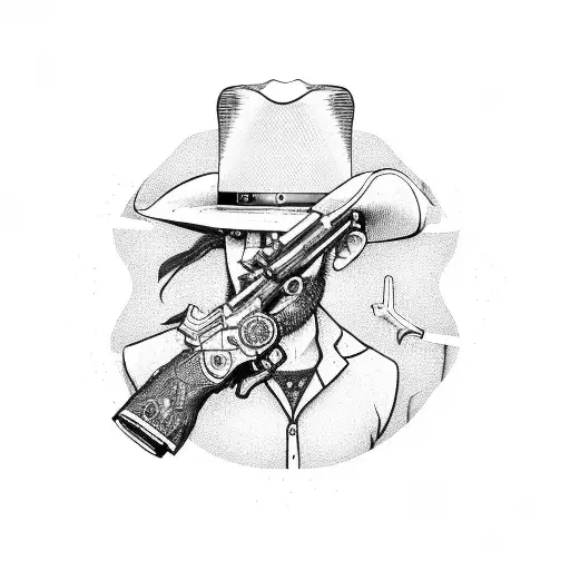 pigeon with a revolver and a cowboy hat tattoo design idea