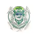 john deere combine on left arm using john deere green tattoo design idea