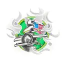 john deere combine on left arm using john deere green tattoo design idea