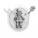 gingerbread man with knife in right hand tattoo design idea