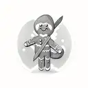 gingerbread man with knife in right hand tattoo design idea