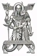 apophis and Anubis holding a scale tattoo design idea