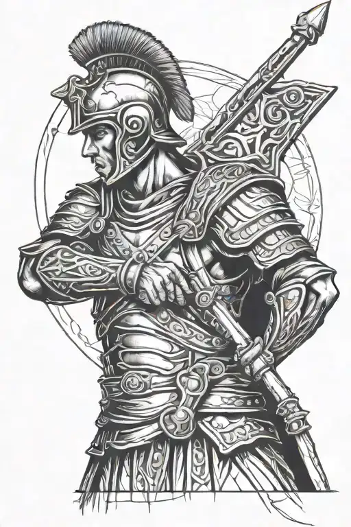 Roman Soldier with cross  tattoo design idea