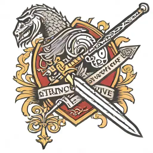 knight sword strong survive tattoo design idea