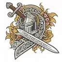knight sword strong survive tattoo design idea