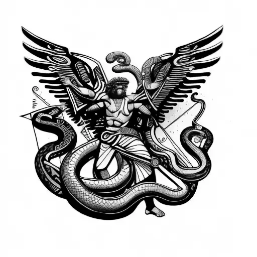 Snake And Dagger Serpent Wraps Around A Sword Vector Vintage Tattoo Roman  God Mercury Luck And Trickery Allegorical Emblem Of Ancient Symbol Stock  Illustration - Download Image Now - iStock
