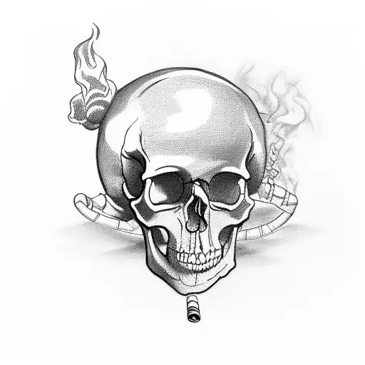 A skull wearing a programmer's hat and smoking a cigarette tattoo design idea
