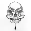 A skull wearing a programmer's hat and smoking a cigarette tattoo design idea