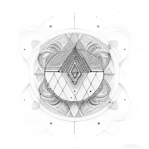 berber structure  tatto with crescent moon tattoo design idea