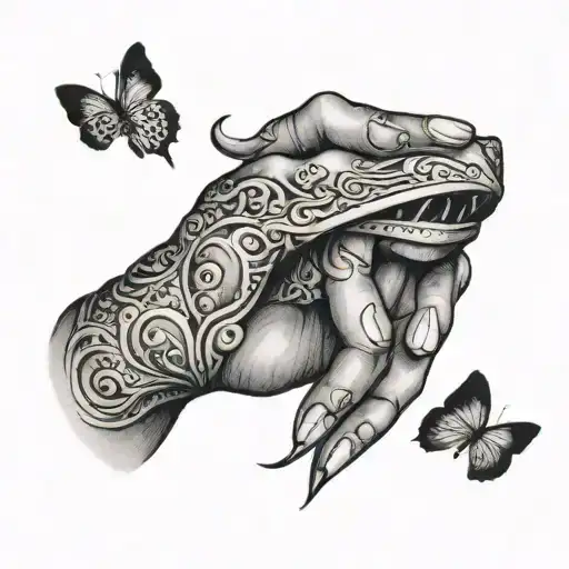 finger on lips tattoo design idea