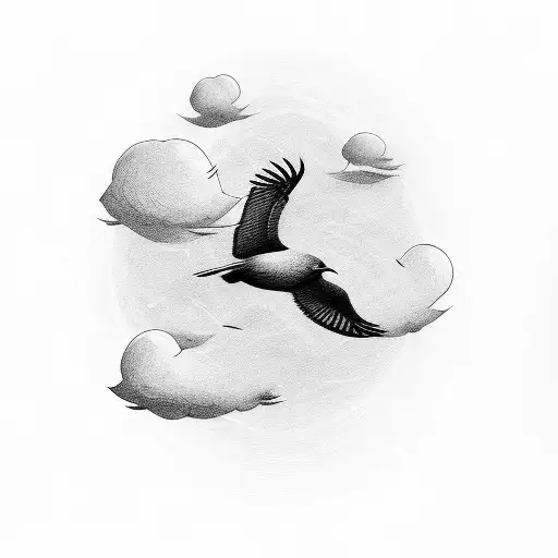 the lyrics And this Bird you cannot change surrounded by clouds and a bird tattoo design idea