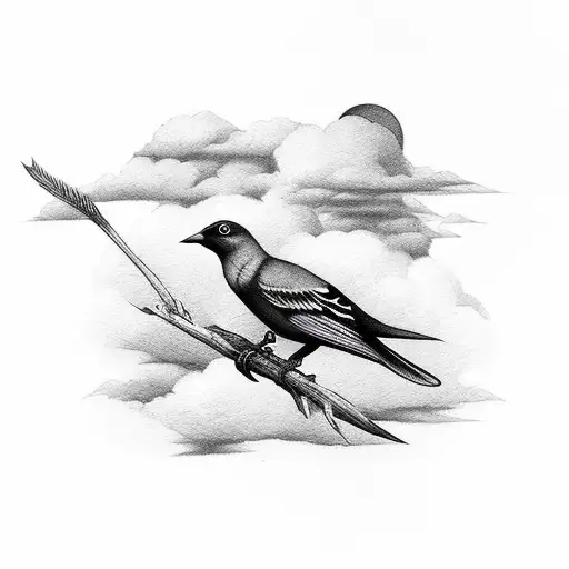 And this Bird you cannot change surrounded by clouds and a bird tattoo design idea