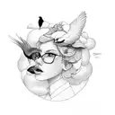 the lyrics And this Bird you cannot change surrounded by clouds and a bird tattoo design idea