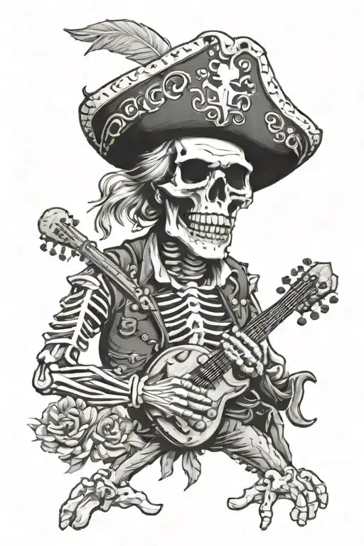 Jimmy Buffett pirate skeleton tattoo design idea