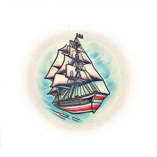 A pirate ship tattoo design in the design of Dmitriy Samohin - Arthub.ai