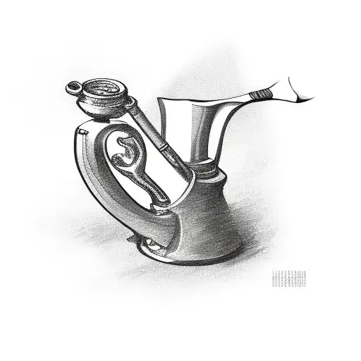 tobacco pipe with smoke tattoo design idea