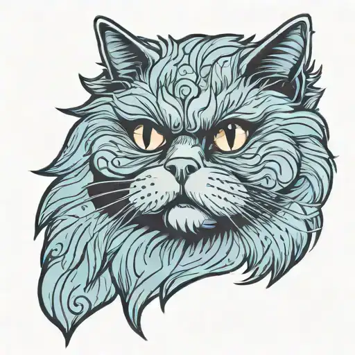 Persian cat’s face in old-school tattoo style. tattoo design idea