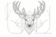 a deer with antlers, symmetrical, facing forward tattoo design idea